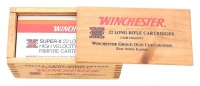 Wooden Winchester 22 LR Box with Brick of Cartridges
