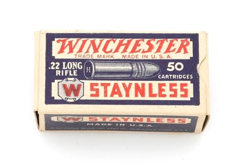 Collectible Winchester Staynless 22 Long Rifle Cartridge Box