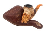 Fine Carved & Cased Civil War-Era Meerschaum Pipe