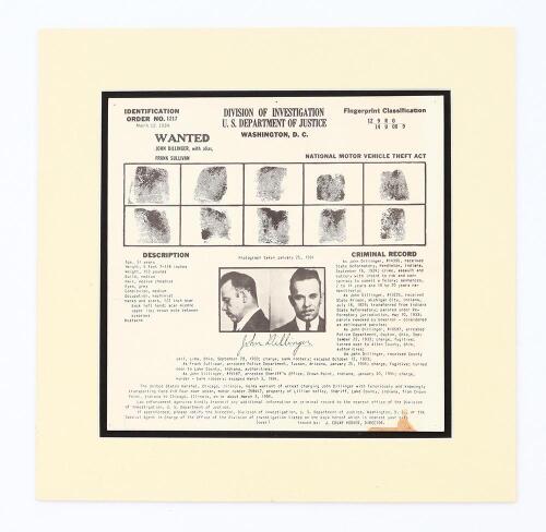 John Dillinger Wanted Poster