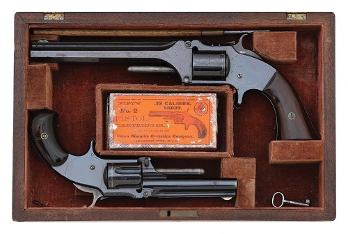 Extremely Rare Factory Cased Pair Of Smith & Wesson No. 1 1/2 Second Issue & No. 2 Army Revolvers