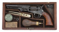 Very Fine Cased & Gustave Young Engraved Colt Model 1849 Pocket Revolver Presented To Prominent Hartford Resident Charles F. Pond
