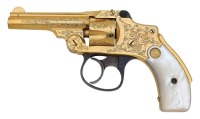 Smith & Wesson Factory Engraved & Gold-Finished 32 Safety Hammerless Revolver