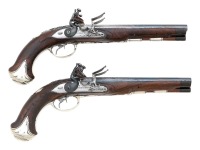 Attractive Pair Of German Double Barrel Flintlock Pistols by Johann Andreas Kuchenreuter