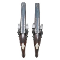 Attractive Pair Of German Double Barrel Flintlock Pistols by Johann Andreas Kuchenreuter - 3