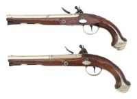 Attractive Pair Of Ketland German Silver-Mounted Flintlock Officers Pistols - 2