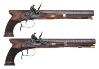 Excellent Pair Of British Saw-Handle Flintlock Dueling Pistols by William Parker