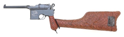 Interesting Mauser C96 Large Ring Flatside Semi-Auto Pistol with Carved Composite Grips & Holster-Stock Marked &ldquo;JPG&rdquo;