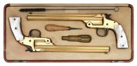 Interesting Consecutively Numbered Cased Pair Of Gold-Finished Smith & Wesson First Model Single Shot Pistols