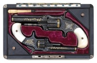 Stunning Deluxe Cased & Gustave Young Engraved & Gold Inlaid Smith & Wesson No. 1 and 1 1/2 Revolvers Presented by Horace Smith To The Company&rsquo;s Attorney Edwin W. Stoughton