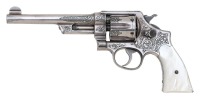 Rare Factory Engraved & Silver-Plated Smith & Wesson First Model 44 Hand Ejector Revolver