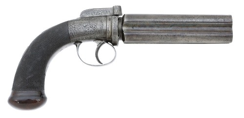 Pec Box Gun Fine Military-Sized Rifled Percussion Pepperbox Pistol by Weatherhead ...