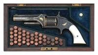 Extremely Fine Cased Gustave Young Engraved & Gold Inlaid Smith & Wesson No. 1 1/2 First Issue Revolver