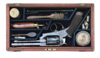 Rare Cased and Engraved Deane-Harding Patent Double Action Percussion Revolver Identified to Major General J.W.A. Kennedy, Royal Marines