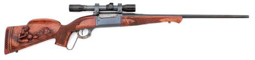 Interesting Custom Savage Model 99 Lever Action Rifle with Buchele Carved Stocks