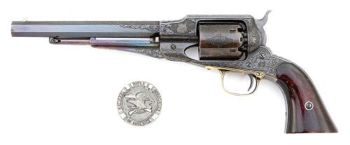 Superb NRA Silver Medallion Winner Engraved Remington Model 1861 Army Revolver