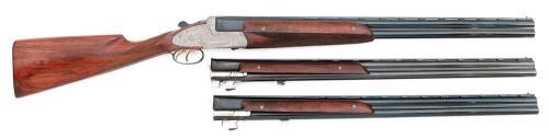 Exceptional Mahrholdt Peterlongo Hand Detachable Sidelock Three Barrel Set Over Under Shotgun