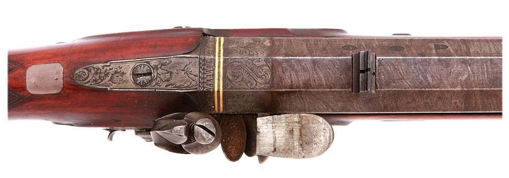 Large Bore British Flintlock Stalking Rifle by Clark