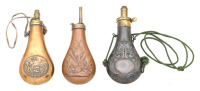 Lot of Three Leather Powder Flasks