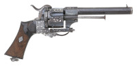 Silver-Inlaid Spanish Pinfire Double Action Revolver by Barrenechea