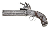 Interesting Silver-Mounted Middle Eastern Swivel Barrel Flintlock Tourist Trade Pistol