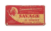 Collectible Savage &ldquo;Big Chief&rdquo; 22 Hornet Cartridges