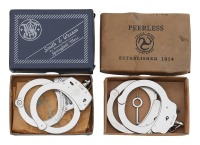 Set of Vintage Peerless Handcuff Co. Handcuffs & Smith & Wesson Demonstrator Handcuffs with Boxes