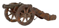 Lovely Miniature Medieval Era Split Trace Cannon with Carriage