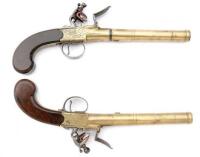 Pair of British Center Hammer Flintlock Coat Pistols by Bunney