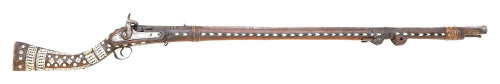 Middle Eastern Percussion Jezail Musket with Extensive Bone Inlays
