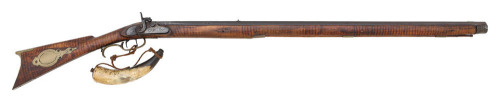 American Fullstock Percussion Sporting Rifle with Powder Horn