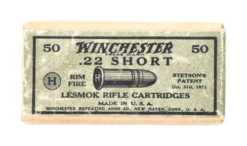 Collectible Winchester 22 Short Lesmok Rifle Cartridge Box