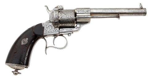 Engraved French Model 1854 Pinfire Revolver by Lefaucheux