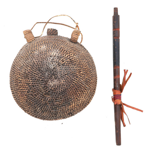 Antique Paiute Cavalry-Style Canteen Basket