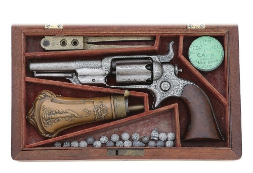 Attractive Cased & Factory Engraved Colt Model 1855 Root Fifth Model Percussion Revolver
