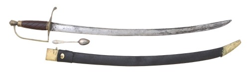 Desirable American Short Saber with Scabbard & Silver Spoon Attributed To Jeremiah Snow