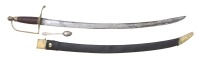 Desirable American Short Saber with Scabbard & Silver Spoon Attributed To Jeremiah Snow
