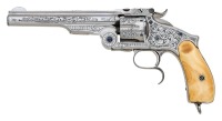 New York Engraved Smith & Wesson No. 3 Third Model Russian Revolver with Mexican Eagle Grip - 2