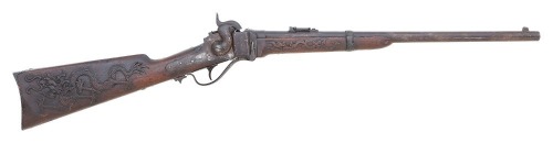 Sharps New Model Percussion Carbine with Extensive Chinese Carvings