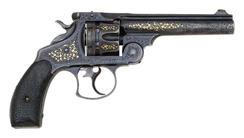 Wonderful Gustave Young Engraved & Gold Inlaid Smith & Wesson 44 Double Action Frontier Revolver Likely Displayed at the 1893 Columbian Exposition & Associated with Nevada Lawman Claude Inman