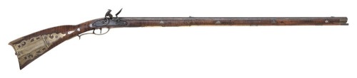 Fine Relief and Incise Carved Golden Age Flintlock Kentucky Rifle by Jacob Albright