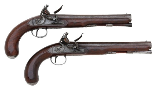Fine Pair Of British Flintlock Officers Pistols by Wogdon & Barton