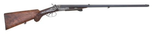 Lovely Engraved & Carved German Underlever Double Hammer Rifle by C. Giessel