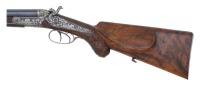 Lovely Engraved & Carved German Underlever Double Hammer Rifle by C. Giessel - 2