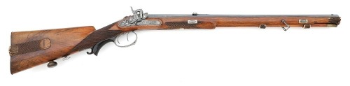 Lovely and Ornate Percussion Austrian Jaeger Stalking Rifle by Wolfgang Leithner