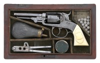 Rare Cased Josiah Ells Third Model Double Action Percussion Pocket Revolver