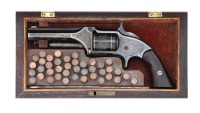Fabulous Cased New York Engraved and Gold Inlaid Smith & Wesson No. 1 1/2 First Issue Revolver