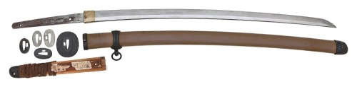 Important Japanese Wartime Service Katana by Kanehide Belonging To General Yatsuji Nagai, Member Of The Japanese Surrender Delegation Aboard The USS Missouri, Surrendered To Captain George Guysi, U.S. Army CIC