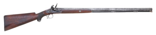 Attractive British Silver-Mounted Flintlock Fowler by Fenton with Rare Pistolgrip Stock