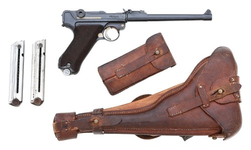 Fine & Rare Persian Model 1314 Artillery Luger Pistol with Complete Matching Stock, Holster & Leather Gear
